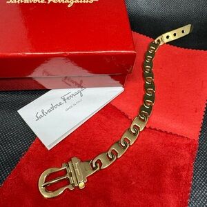 Salvatore Ferragamo Gold Buckle Chain Bracelet